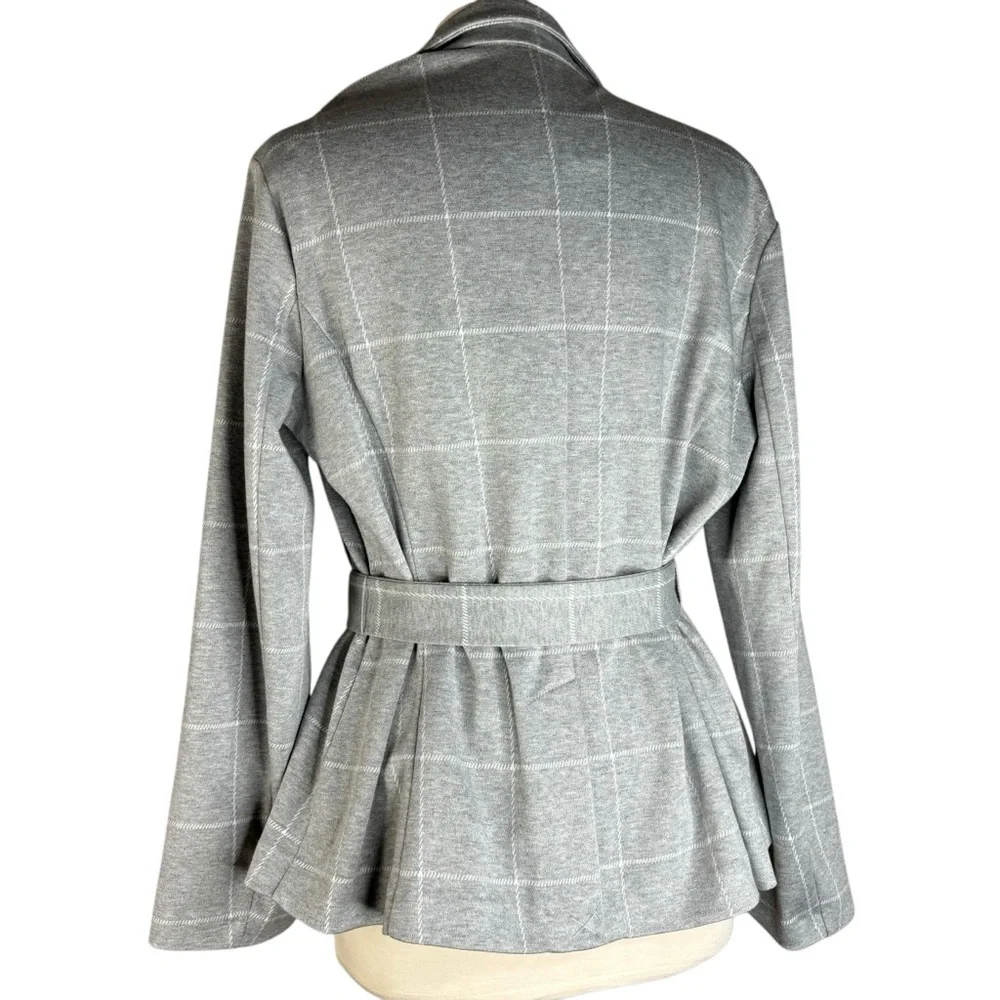 New C Est 1946 Womens Grey / White Window Pane Light Weight Jacket Size Large